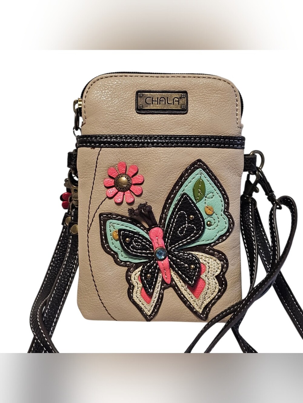 Chala Butterfly Crossbody Wristlet Purse Handbag Flower Floral Phone Holder - Picture 2 of 10
